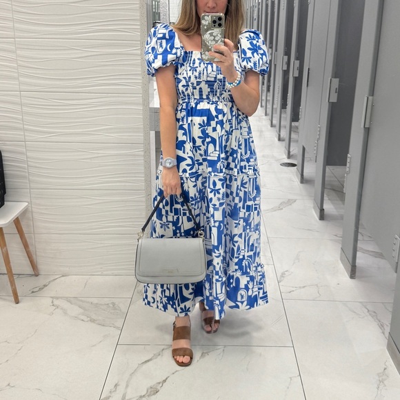 Show Me Your MuMu Afternoon Tea Blue and White Midi Dress - Picture 6 of 6